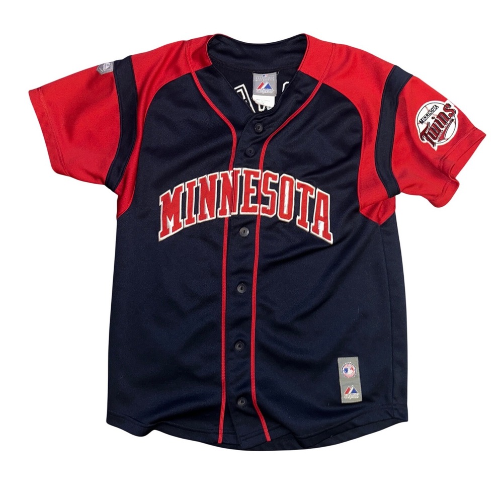 Majestic Minnesota Twins Justin Morneau 33 Youth Jersey Navy Red Large Y3747